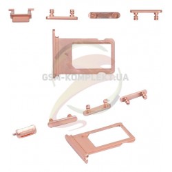 Пластик боковых кнопок корпуса для Apple iPhone 7, полный комплект, с держателем SIM карты, розовый