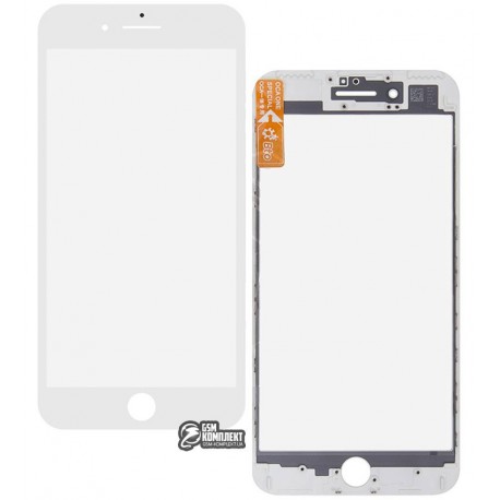 Стекло корпуса для Apple iPhone 7 Plus, с рамкой, с OCA-пленкой, белое