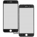 Скло дисплея для iPhone 8 Plus, з рамкою, з OCA-плівкою, чорний колір