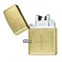 Зажигалка USB с узором герб , золото, электроимпульсная