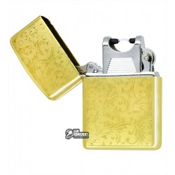 Зажигалка USB с узором "золотые листья", электроимпульсная