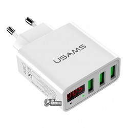 Сетевое зарядное устройство USAMS US-CC035 на 3USB, белое