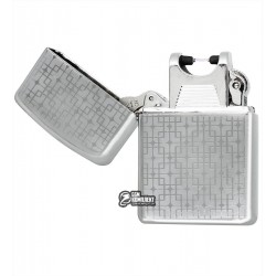 Зажигалка USB с узором "матрица", серебро, электроимпульсная