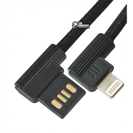 Кабель Lightning - USB, Rock Space, Dual-end L-shape, угловой, черный, нейлон (RCB0586)