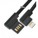 Кабель Lightning - USB, Rock Space, Dual-end L-shape, кутовий, чорний, нейлон (RCB0586)