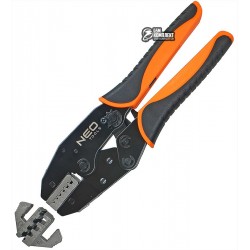 Клещи для обжима втулочных наконечников NEO, 220 мм, 2 сменные головки из стали CrMo