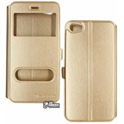 Чехол-книжка для Xiaomi RedMi Note 5A, с окошком, кожзам, золотой