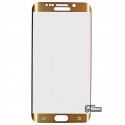Загартоване захисне скло для Samsung G928 Galaxy S6 Edge Plus, 0,3мм, 3D Glass, золотистий колір