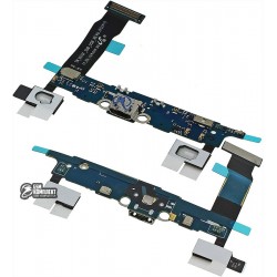 Шлейф для Samsung N910F Galaxy Note 4, конектора зарядки, мікрофону, з компонентами