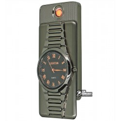 Зажигалка USB XT-4957 с часами, электрическая, со спиралью