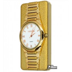 Зажигалка USB XT-4956 с часами, электрическая, со спиралью, золото