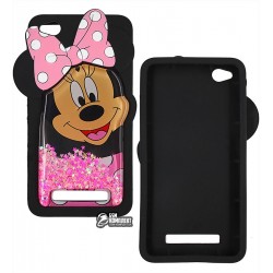 Чехол защитный для Xiaomi Redmi 4A, силиконовый, с блестками в жидкости, Mickeu Mouse, черный