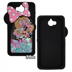 Чохол для Huawei Y5 (2017), силіконовий, з блискітками в рідини, Mickeu Mouse, чорний