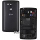 Задня панель корпусу для мобільних телефонів LG D290 L Fino, D295 L Fino Dual, чорна, з розбору, original, + середня частина