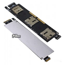 Коннектор SIM-карты для Asus ZenFone 6 (A600CG), на две SIM-карты, со шлейфом, с коннектором карты памяти