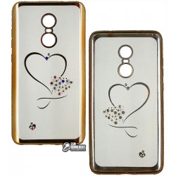 Чехол защитный Swarovski для Xiaomi Redmi Note 4x, силиконовый со стразами, золотой