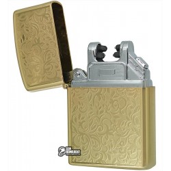 Зажигалка USB с узором "листья", золото, электроимпульсная XT-4777