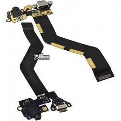 Шлейф для Meizu Pro 6, коннектора зарядки, черный, с компонентами