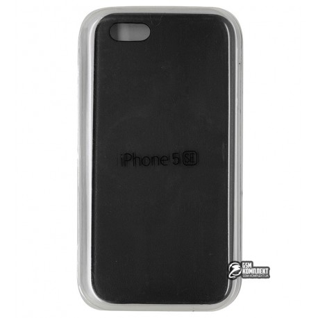 Чехол защитный Leather case для iPhone 5 / 5s / SE, силиконовый, черный