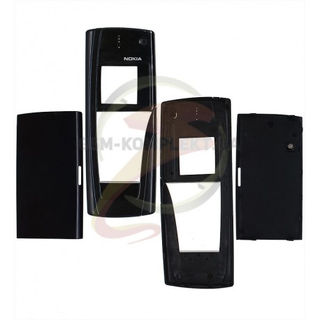 Корпус для Nokia 9500, high-copy, черный, передняя и задняя панель