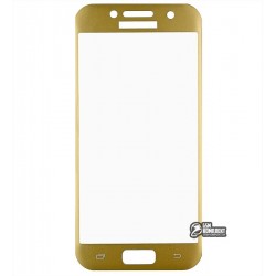 Закаленное защитное стекло для Samsung A320 Galaxy A3 (2017), 3D, с закругленными углами, 0,26 мм 9H, золотое