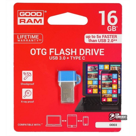 Флешка 16 Gb Goodram ODD3, USB3,0 + OTG Type-C