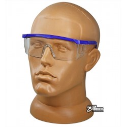 Очки защитные, синяя оправа с раздвижными дужками, прозрачные