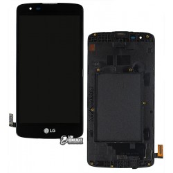 Дисплей для LG K8 K350E, черный, с сенсорным экраном (дисплейный модуль), с рамкой