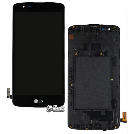 Дисплей для LG K8 K350E, черный, с сенсорным экраном (дисплейный модуль), с рамкой