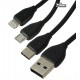 Кабель Micro-USB+Lightning+Type-C - USB, Remax Lesu 3in1 RC-050th, черный