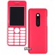 Корпус для Nokia 206 Asha, копия AAA, панели, красный