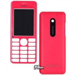 Корпус для Nokia 206 Asha, China quality AAA, панели, красный