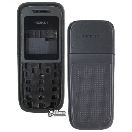 Корпус для Nokia 1208, high-copy, черный, со средней частью