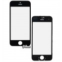 Скло дисплея для iPhone 5S, iPhone SE, з рамкою, з OCA-плівкою, чорний колір