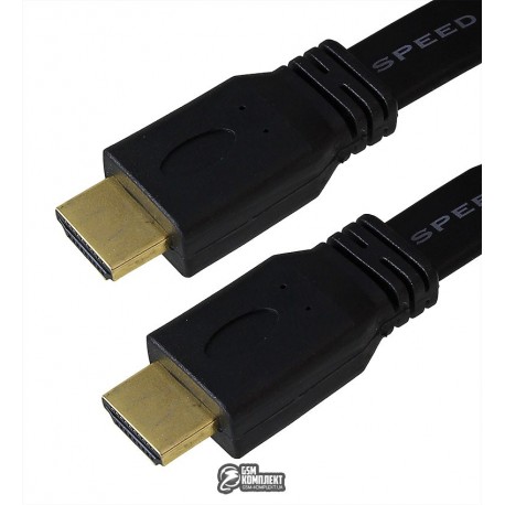 Кабель HDMI в HDMI, 1,5 метра, плоский, черный
