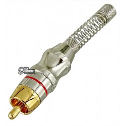 RCA штекер "Tcom", silver-gold, с длинной пружиной, диаметр 6.5мм, красный RCA штекер "Tcom", silver-gold, с длинной пружиной, диаметр 6.5мм, красный