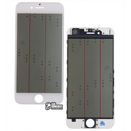 Стекло корпуса для Apple iPhone 6, с рамкой, с поляризационной пленкой, с OCA-пленкой, белое