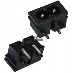 Гнездо сетевое 2pin монтажное, пластиковый корпус