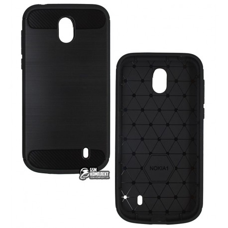 Чехол защитный для Nokia 1, Polished Carbon (SGP Slim Iron), силиконовый, черный