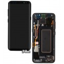 Дисплей для Samsung G950F Galaxy S8, чорний, з сенсорним екраном (дисплейний модуль), з рамкою, оригінал (PRC), midnight black