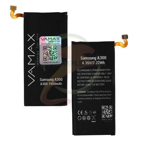 Аккумулятор Vamax для Samsung A300F Galaxy A3, A300FU Galaxy A3, A300H Galaxy A3, (Li-Polymer 4.4V 2100mAh)
