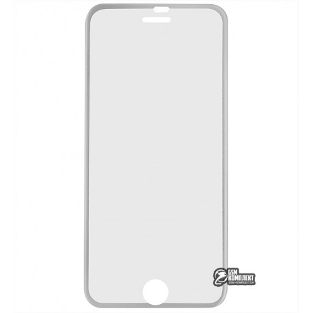 Закаленное защитное стекло для Apple iPhone 7 / iPhone 8, 0,26 мм 9H, 3D Glass, с серебристой алюминиевой рамкой