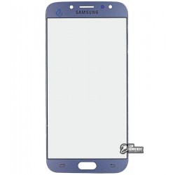 Стекло корпуса для Samsung J730F Galaxy J7 (2017), с OCA-пленкой, голубое, серебристое