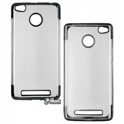 Чехол защитный Xiaomi Redmi 3s / 3 Pro, силиконовый, прозрачный с черной рамкой