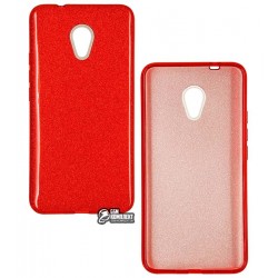 Чехол для Meizu M5S, Twins с блестками, силикон + пластик, красный