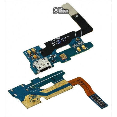 Шлейф для Samsung N7100 Note 2, коннектора зарядки, микрофона, с компонентами