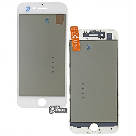 Стекло корпуса для Apple iPhone 7, с рамкой, с поляризационной пленкой, с OCA-пленкой, белое