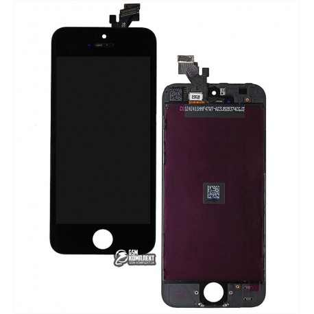 Дисплей iPhone 5, чорний, з сенсорним екраном (дисплейний модуль),з рамкою, original (PRC)