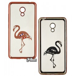Чехол для Meizu M5c, Kingxbar, силиконовый, розовый фламинго