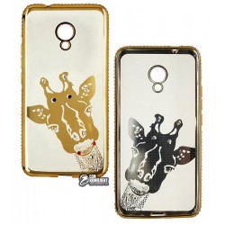 Чехол для Meizu M5s, Kingxbar, силиконовый, жираф золото